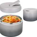 Pawtong 12oz Insulated Vacuum Food Jar with Buckle Lid Wide Mouth Soup Thermo for Hot Food Kids Leakproof Stainless Steel Lunch Container (Gradient Grey, 12OZ)