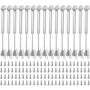 HAKZEON 15 Pack Hydraulic Support Cabinet Hinge, 100N / 22.5LB Gas Strut for Cabinets with 75 Mounting Screws Door Lift Support Gas Spring Kitchen Cupboard Cabinet Hinges, Silve