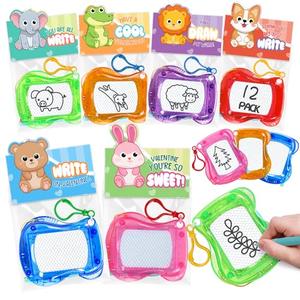 Valentines Day Cards for Kids School, 12 Pack Magnetic Drawing Board Valentine Day Gifts, Goodie Bags Stuffers for Valentines Classroom Exchange Prize, Valentine's Party Favors for Boys Girls