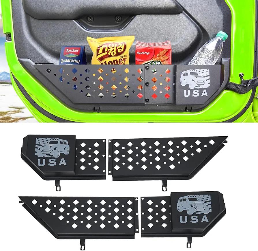 Metal Front Door Pockets for Wrangler JL & Gladiator JT (2018-2024), Durable Replacement for Saggy Door Storage, 2PCS Black - Fix & Organize Your Jeep