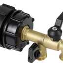 275-330 Gallon IBC Tote Water Tank Adapter, 2 in 1 Double Faucets 2.36" Coarse Thread+ 2.36"Fine Thread IBC Tote Valve Fittings Brass Hose Faucet Garden Hose Connector Replacement Parts