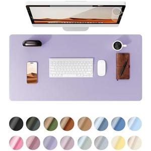 YSAGi Leather Desk Protector, Office Mat, Large Mouse Mat, Non-Slip PU Leather Blotter, Laptop Desk Pad, Waterproof Writing Pad for Office and Home (Light Purple, 31.5" x 15.8")