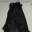 BORIFLORS Women's Sexy Ruched Bodycon Midi Dresses Square Neck Sleeveless Ruffle Hem Club Party Tank Dress (Black)