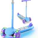 TONBUX TONBUX Kids Scooter for Ages 3-8, Toddler Scooter with Light-Up Wheels, Adjustable 4-Level Height 3-Wheel Scooters for Kids, Lean-to-Steer Design