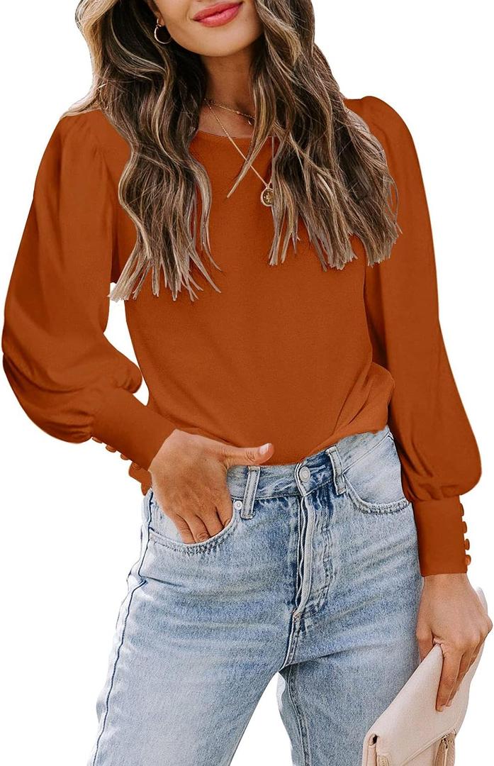 DOROSE Womens Tops Puff Sleeve Blouses Dressy Casual Work T-Shirts, XXL