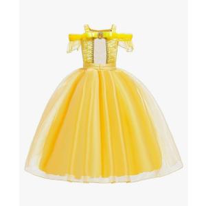 Berlune Princess Costumes for Girls Princess Dress up Accessories for Kids Cosplay Dress Halloween Party Birthday Outfit(45Y,Yellow)