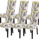 SearchI Dining Room Chair Covers Set of 6, Stretch Printed Parsons Chair Slipcovers Spandex Removable Washable Kitchen Chair Protector Cover for Dining Room, Hotel, Ceremony(Dandelion Pattern)