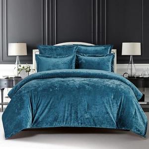 Sunshine Nicole Distressed Velvet Comforter Set, Distressed Velvet Face and Brushed Solid Microfiber Reverse, with Light Weight Soft Poly Fill, 5 Pieces Teal, Queen