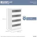ClosetMaid Modular Storage Unit with 4 Drawers, Wood Closet Organizer, Stacking, Full Backer, Storage, Decorative Trim, White