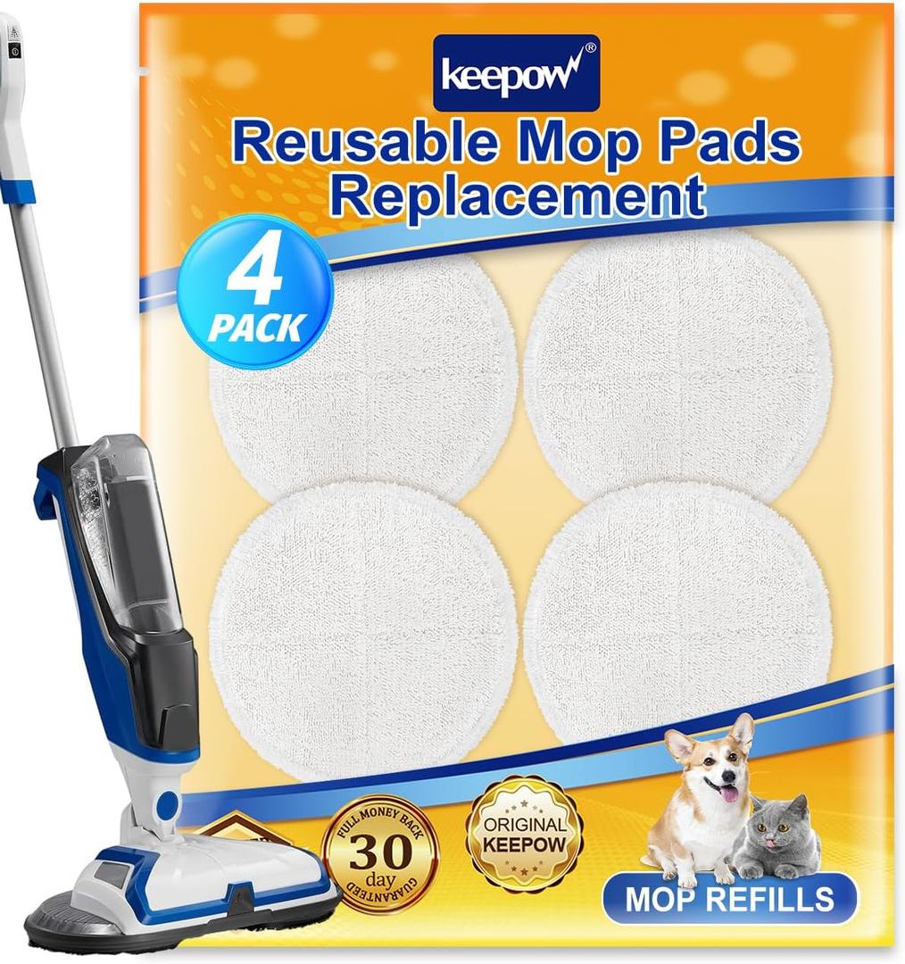 KEEPOW Spinwave Replacement Pads Compatible with Bissell Spinwave Hard Floor Mop 2039a Series 2124, 20399, 2307, 2315A, 23157, 2039A, 20393 Spin Mop Pad for Floor Cleaner (4 Pack)