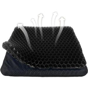 Gel Seat Cushion, Double Thick Egg Gel Cushion for Pressure Pain Relief, Breathable Wheelchair Cushion Chair Pads for Car Seat Office Chair Black