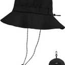 NPQQUAN Waterproof Quick Dry Bucket Hats for Woman Men Packable Foldable Rain Sun Hat Lightweight Hiking Hat ((Pure Black))