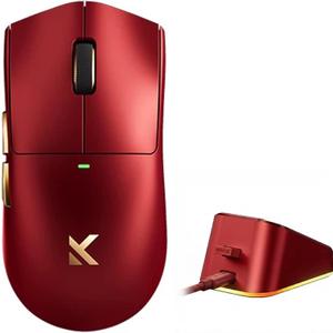 Hyekit MCHOUSE K7 Ultra Wireless Esports Gaming Mouse with Magnetic Charging Dock, PAW3950 Optical Sensor, Dual 8K Polling, 42K DPI, 59g Lightweight, 5 Programmable Buttons, 130 Hr Battery (Red)