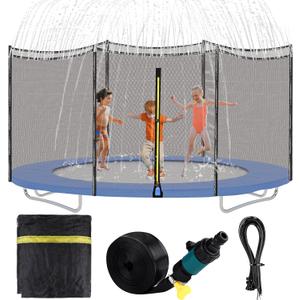 Aodaer Trampoline Net Replacement with Sprinkler 14Ft Safety Enclosure Net Weather Resistant Round Frame Trampoline Net for Round Frame Trampoline