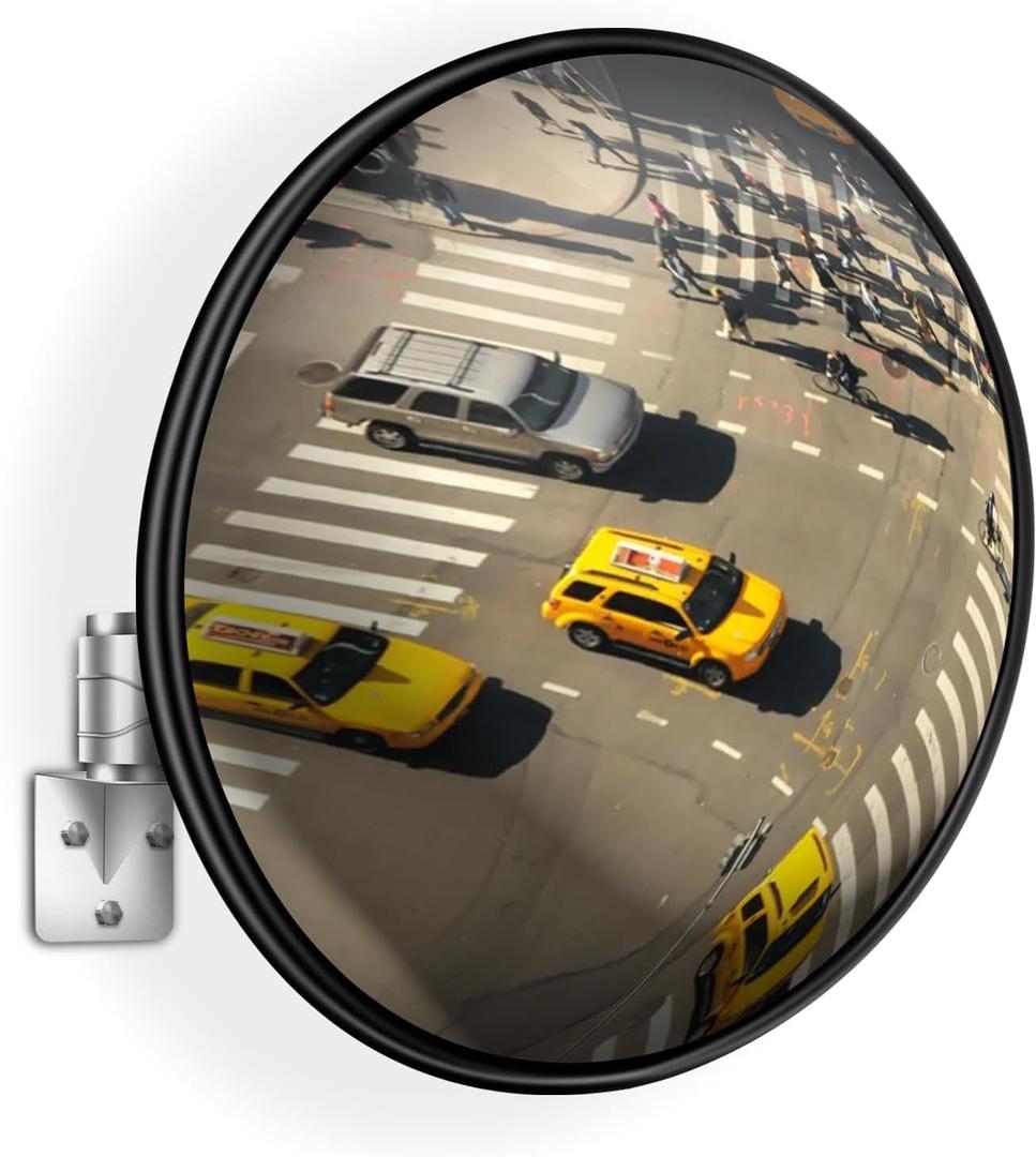 Convex Traffic Mirror - 24'' Outdoor and Indoor Driveway & Security Parabolic Safety Mirror, Acrylic Convex Mirrors for Garage, Retail Stores, Warehouses, Office and High-Traffic Areas