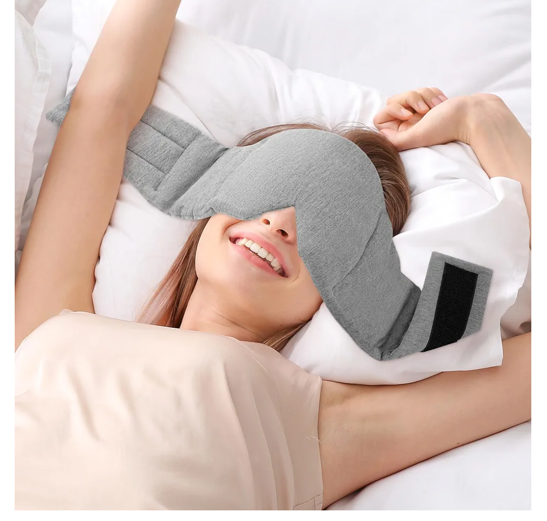 FRESHME Weighted Eye Mask for Sleeping - Gray Blackout (0.7lb/11oz) Cotton Heavy Weighted Eye Pillow for Men Women, Oversize Large Soft Sleep Face Eyes Cover with Nose Pad for Sidesleeper