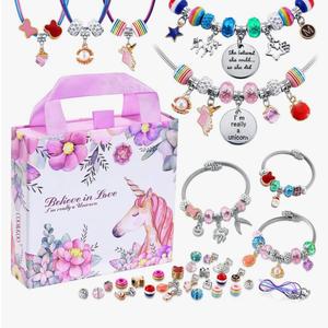 COO&KOO Girls Charm Bracelet Making Kit: Unicorn Jewelry Making Kit Gifts Crafts for Girl 8-12 A Perfect Girls Toy for Ages 6 7 8 9 10 Girl That Imagination Self-Expression and Inspires Creativity
