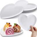 Nuogo 4 Pcs Heart Shaped Dinner Plates 6.8'' Serving Tray Melamine Heart Shaped Plates for Dessert, Appetizer, Salad, Dishwasher Safe (White)