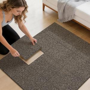 Area Rugs for Kitchen,Living Room,6 Pieces 12"x12" Super Absorbent and DIY Square Carpet,Non Slip Machine Washable Rug,Soft Indoor Floor Carpet for Bedroom,Office,Sink,Laundry,Taupe