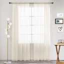 SpaceDresser Basic Rod Pocket Sheer Voile Window Curtain Panels Ivory 1 Pair 2 Panels 52 Width 96 Inch Long for Kitchen Bedroom Children Living Room Yard(Ivory,52 W x 96 L)