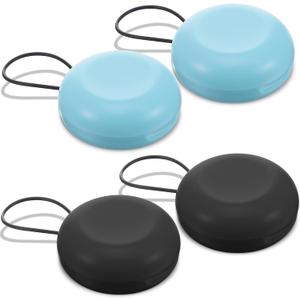 Loop Earplugs Case,4Pcs Ear Plug Carrying Case,Portable Mini Ear Plug Holder Round Loops Earplugs with Lanyard for Travel Business Trip Storage Trinkets Pills 3.8cm/1.5in(Black,Blue)