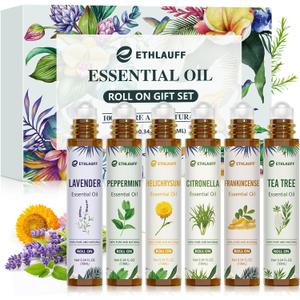 Essential Oil Roll On Set, Natural Aromatherapy Roll On, Relaxation Gift for Women and Men
