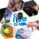 Grip Strength Trainer 7 Pack Adjustable, Finger Stretcher Resistance Extensor Bands, Finger Exerciser, Hand Gripper Strength Ring & Stress Ball (Blue)