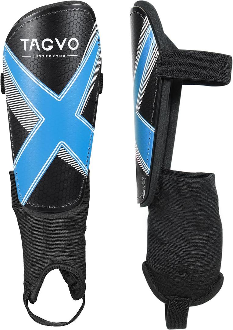 TAGVO Soccer Shin Guards for Kids Youth Adults, Protective Soccer Equipment for Boys Girls Men, Soccer Shin Pads for Kids L