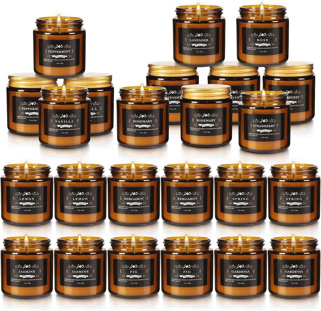 24 Packs Scented Candles for Home, 3.05ozSoy Wax Aromatherapy Candles with 12 Fragrances, Smokeless Natural Essential Oil Candles for Relaxation, Gifts, Parties, Yoga,Home Decor
