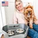 Neater Pet Brands Neater Feeder Deluxe Mess Proof Dog Bowls Elevated for Medium Dogs 19-40 lbs, Made in USA, No Spill Raised Dog Food Bowl Stand Feeding Station, Food and Water Bowl Set, Grey