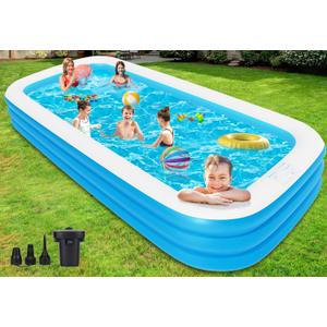 Extra Large Inflatable Pool for Adults, 150" X 74" X 22" Big Blow-Up Pool Swimming Pool, 2025 Upgraded Oversized Thickened Family Pools for Backyard Summer Outdoor