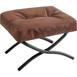 IBUYKE 11.8 H Folding Footrest Stool, Rectangle Small Foot Stool Accent Ottoman for Lazy Chair, Modern Portable Ottoman Foot Rest for Living Room Bedroom, Yellow-Brown WBD020Z