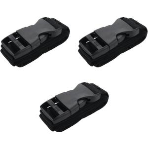 3Pcs Tie Down Straps Black Adjustable Nylon Strap with Buckles 1" x 47" (3.9ft) Straps with Quick Release, Lashing Strap for Backpacking, Outdoor Activities