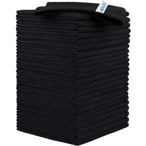 HOMEXCEL Black Microfiber Cleaning Cloth, 24 Pack Cleaning Towels for Kitchen, Lint Free, ScratchFree, Highly Absorbent, and Reusable Cleaning Rags for House, Window and Glass, Cars, 11.5 X11.5 inch