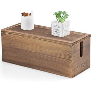 Large Cable Management Box, Burnt Wood Cord Organizer Box for Desk, Floor, Office to Hide Extension Cords Power Stripes Surge Protectors Chargers Wires