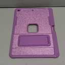 INFILAND Case for iPad 9th/8th/7th Generation 2021/2020/2019 10.2 inch Glitter Clear, Shockproof Protective Cute iPad 7/8/9 Gen Cover with Stand, Pencil Holder for Kids, Girls, Women (Purple)