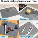 HOTPOP XXL Inches Gray Silicone Dish Drying Mat and Large Trivet - Dishwasher Safe, Heat Resistant, Eco-conscious - Ideal Drip Tray, Mini Fridge Mat, Dish Drainer, Mini Fridge Accessories (24"x18")