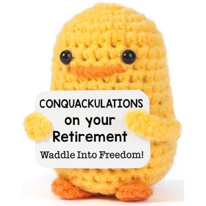 MBL Retirement Employee Appreciation Gifts - Conquackulations on Your Retirement Funny Crochet Duck Leaving Going Away Farewell Goodbye Present for Coworker Women Men Teacher Boss Lady Retirees Pack of 2