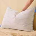 felo Feather Down Pillow Queen Size, CloudFusion Goose Down Pillow for Sleeping, Hotel Collection Bed Pillow for Side Back Pain Sleepers (20" x 30") (Blue)