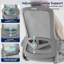 Ergonomic Office Chair, Desk Chair with Adjustable Lumbar Support, Breathable Mesh Comfy Computer Chairs with Flip-up Armrests Executive Task Chair for Adults Home Office (Gray)