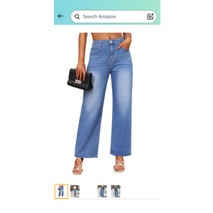 Genleck Women's Wide Leg Baggy Jeans – High Waisted Stretch Loose Jeans Trendy Denim Pants, L