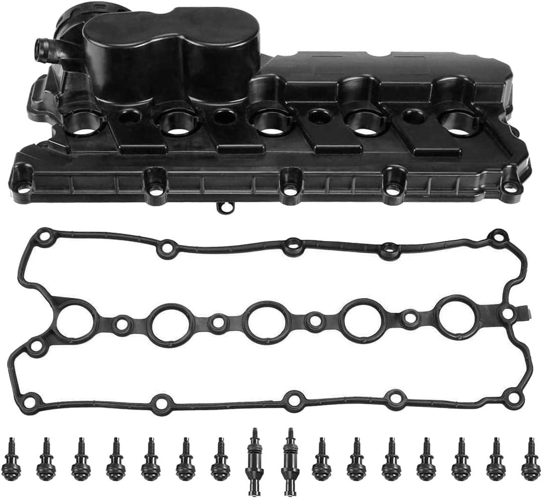 07K103469L Valve Cover w/PCV Valve Replacement for 2006-2014 VW Jetta Golf Passat Beetle Rabbit 2.5L Part# 07K-103-469-L, 07K-103-469-F