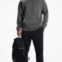 Men's Quarter Zip Pullover Sweatshirts Fleece Sweatshirt Stand Collar Long Sleeve Shirt with kangaroo Pocket (Large, Dark Vintage Heather)