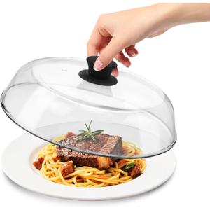 10in Glass Microwave Splatter Cover for Food, 10in Glass Microwave Cover for Food, Microwave Plate Lid with Vent Holes & Easy-Grip Handle, Dishwasher Safe, No Plastic, Food Grade,