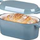 VORRINGARD Oval Dutch Oven Pot with Lid, Enamel Coating Cast Iron Bread Pans for Homemade Sourdough Bread Baking, Cooking, 4 Quart, Sea Salt