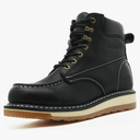 Moc Toe Work Boots for Men Waterproof Soft/Steel Toe Comfortable Full Grain Leather Non Slip Wedge Outsole Construction 6" Workboots USA 12