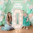 3FT Marquee Light Up Numbers 0,Party Decoration Large Marquee Light Up Letters with Weighted Water Bag,Pre-cut Foam Board Set Can Be Used for Birthdays,Weddings,Baby Anniversaries