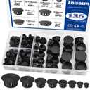 Tnisesm 135Pcs 8 Sizes Nylon Plastic Hole Plugs Black 1/4" 5/16" 3/8" 1/2" 5/8" 3/4" 7/8" 1" Round Drill Hole, Furniture Cabinet Insert End Caps Industrial Hardware Biscuits & Plugs