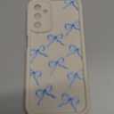 Cute Bow Case for Samsung Galaxy A14 5G 6.6'', Blue Ribbon Bow Pattern Print Design Funda Aesthetic Coquette Slim Soft TPU Silicone Shockproof Full Camera Protective Cover for Women Girl - White