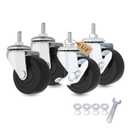 AXL 2 Inch Caster Wheels, 1/4 Inch Threaded Stem Swivel Casters with Brake, Quiet Rolling PVC Wheels for Furniture, Small Trolley, Utility Cart and Cabinet (Pack of 4)